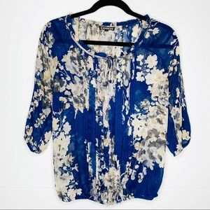 Express Blue Floral Chiffon Blouse Sz S